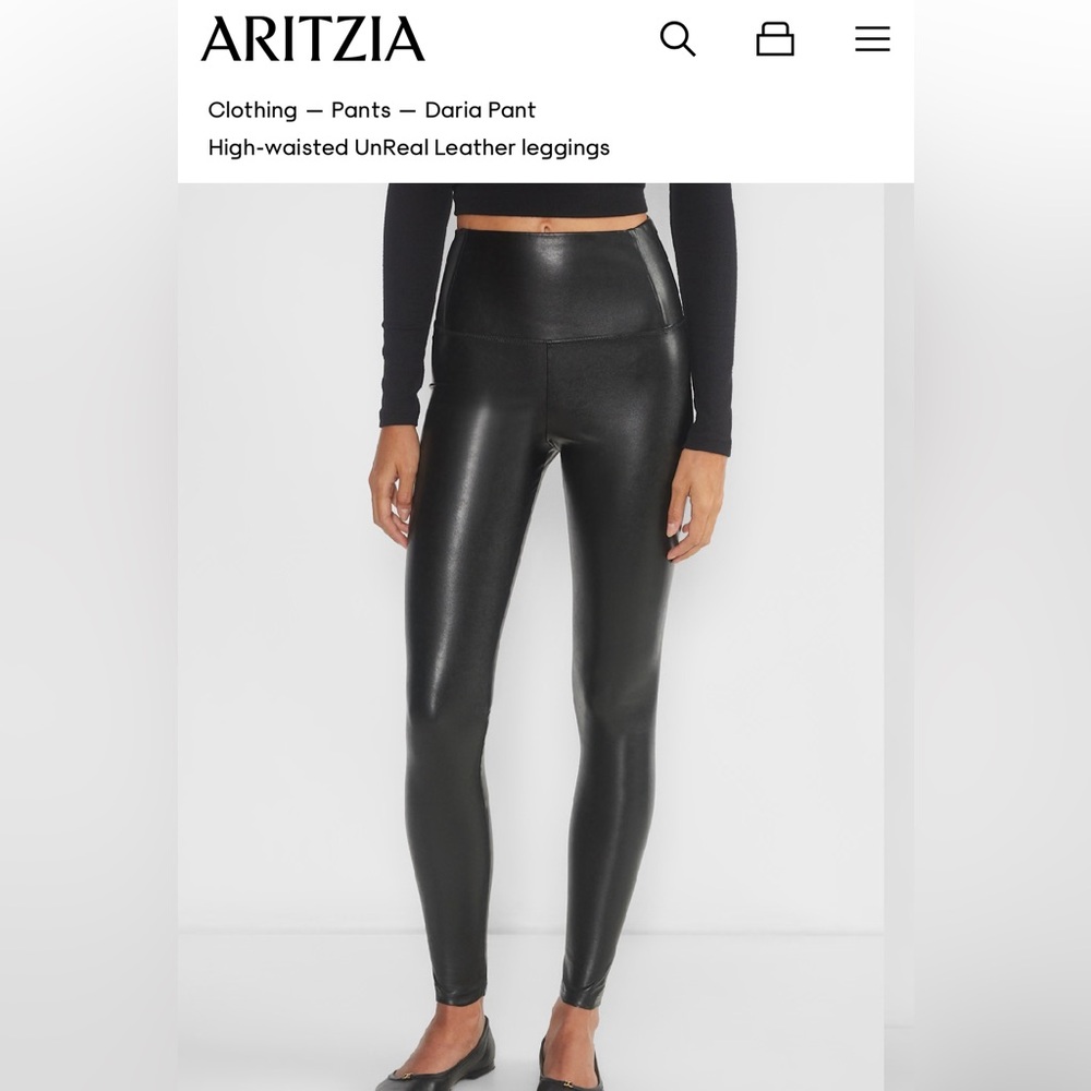 Aritzia Wilfred Free Daria vegan lather high rise Leggings.